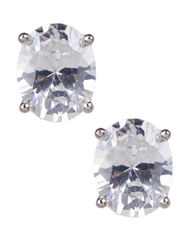 Oval CZ Stud Earrings