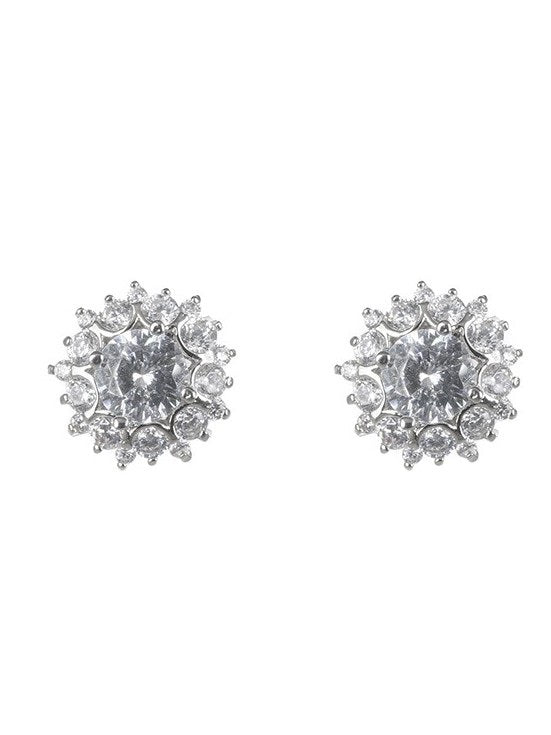 Round CZ Starburst Studs