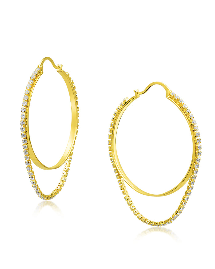 CZ Draped Hoop Earrings