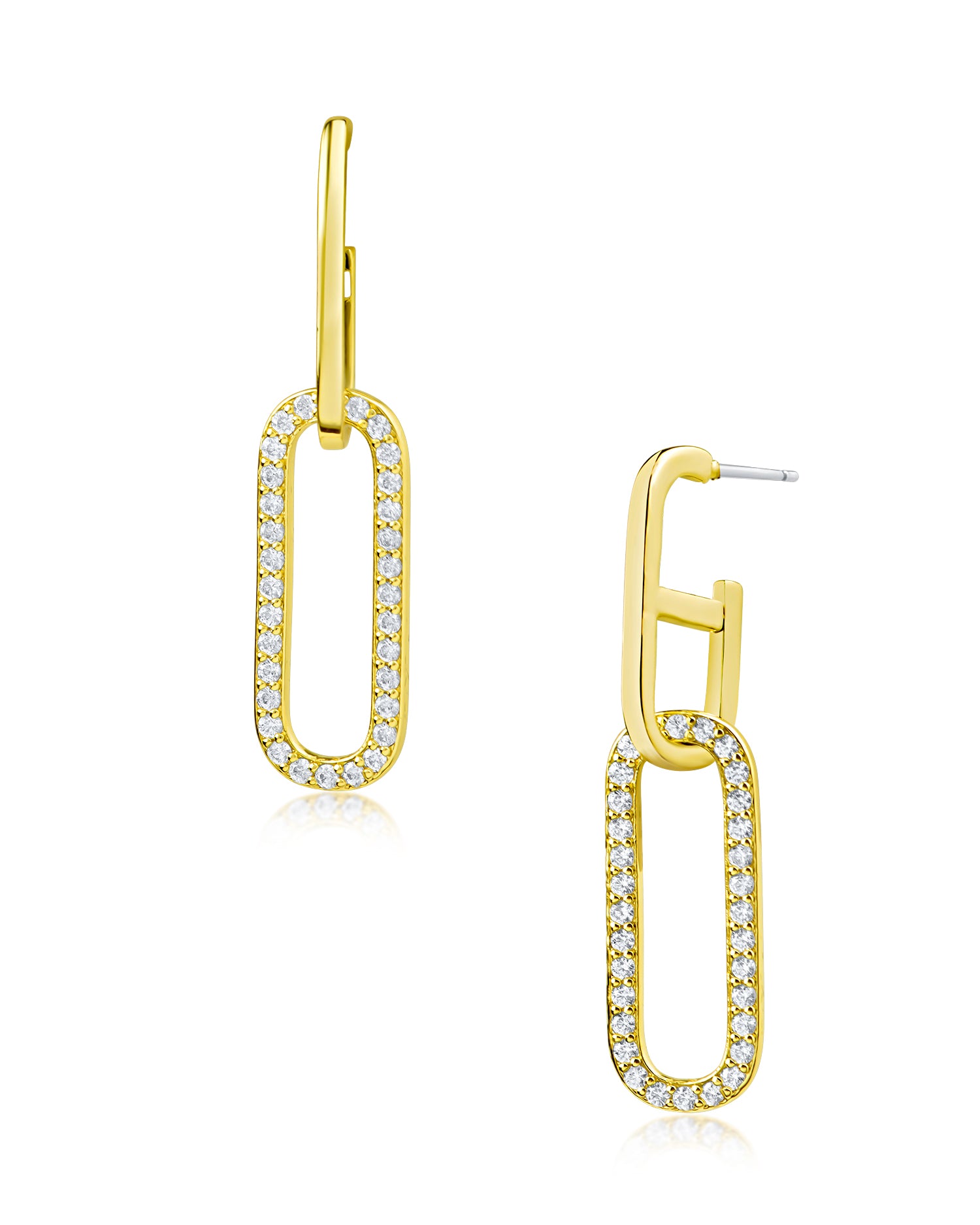 Pave CZ Link Earrings