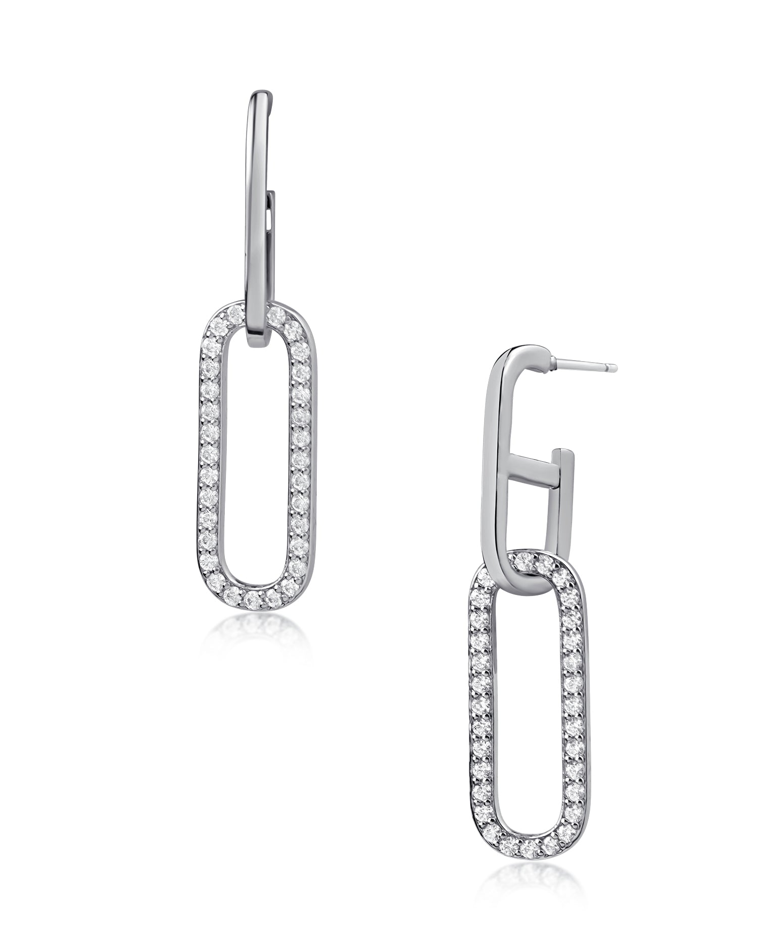 Pave CZ Link Earrings