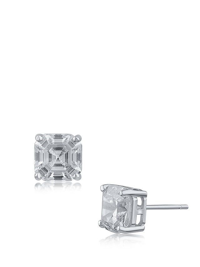 Asscher Cubic Zirconia Stud Earrings