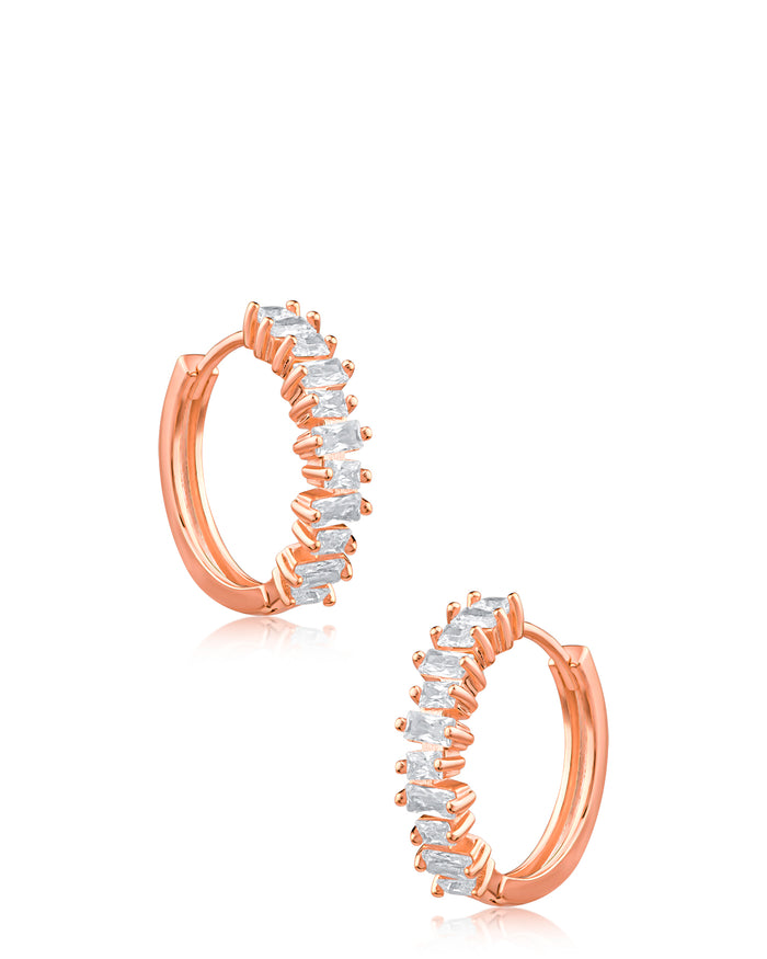 Baguette CZ Hoop Earrings
