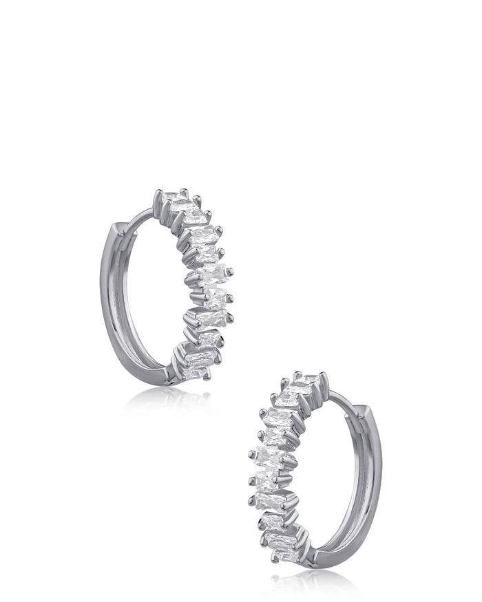 Baguette CZ Hoop Earrings