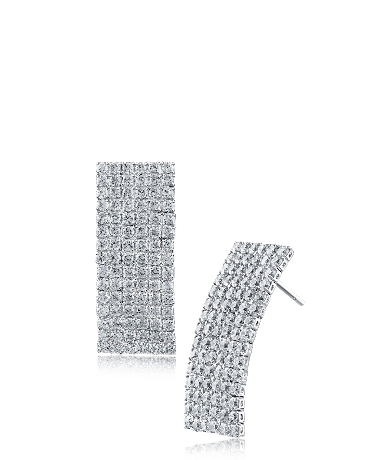Pave CZ Curved Bar Drop Earrings