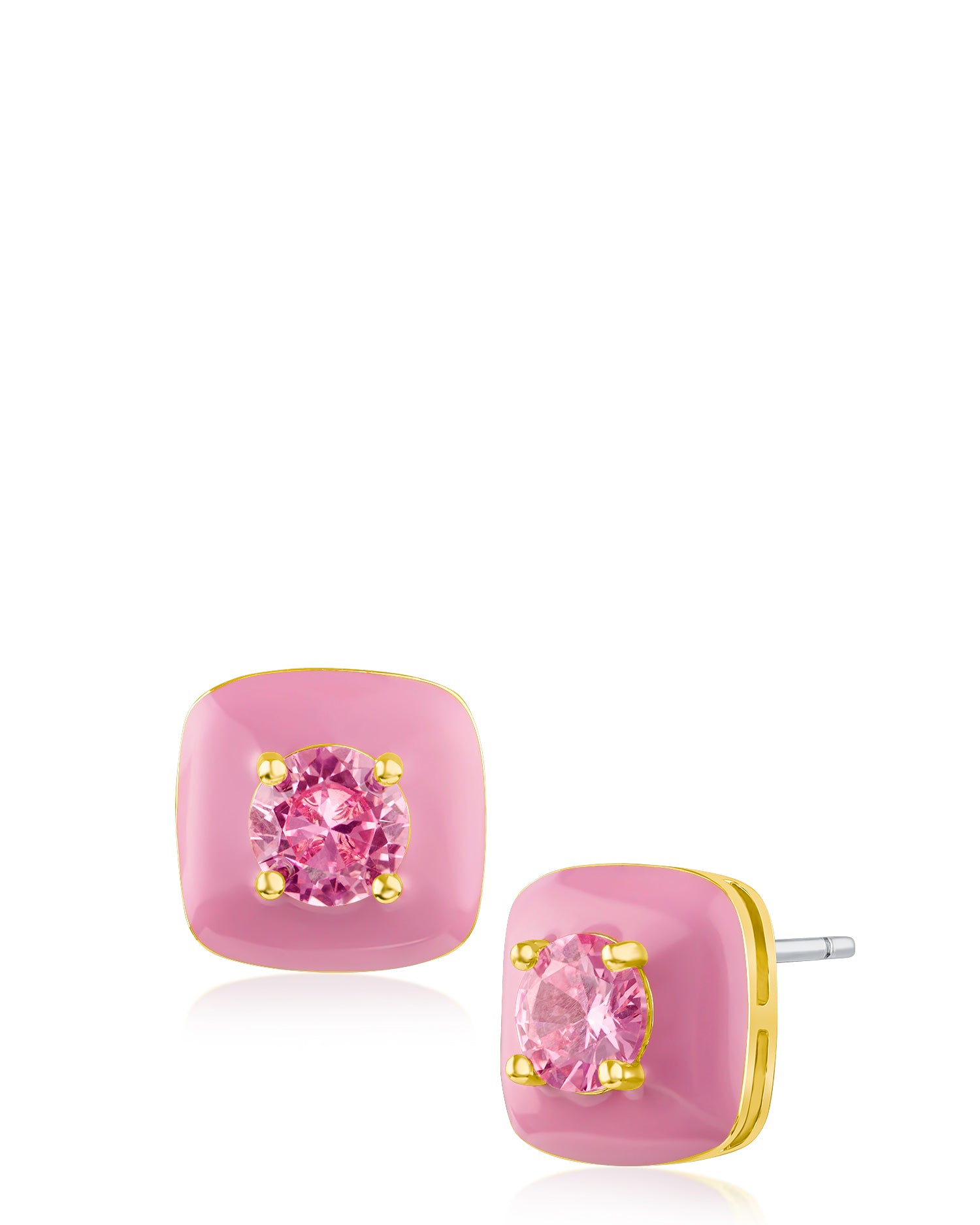 Enamel and CZ Stud Earrings