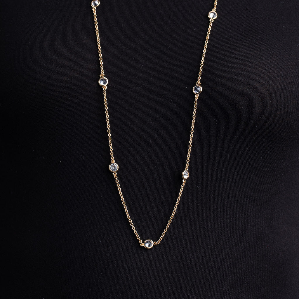 36" Yellow Gold Station Necklace