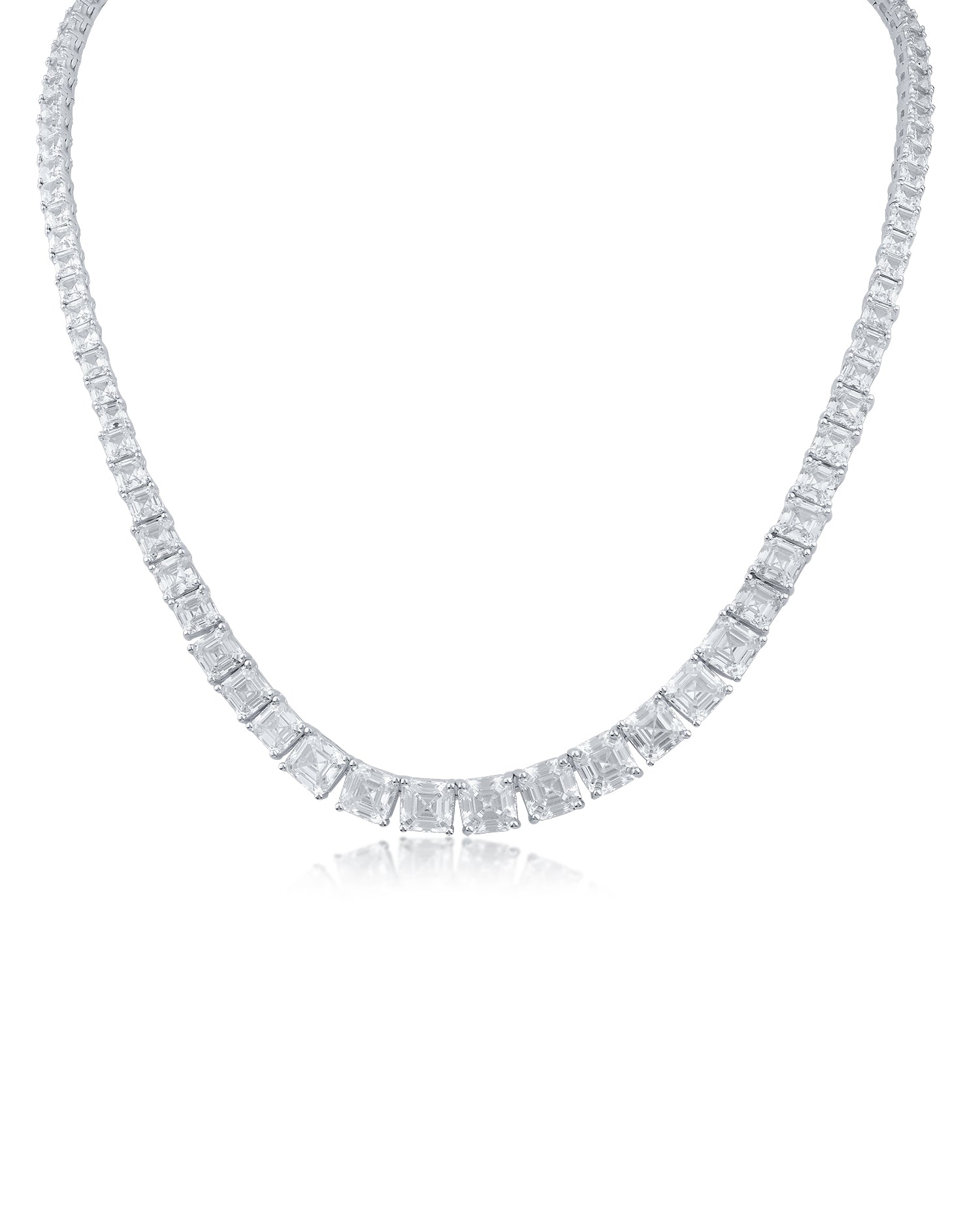 Asscher CZ Tennis Necklace