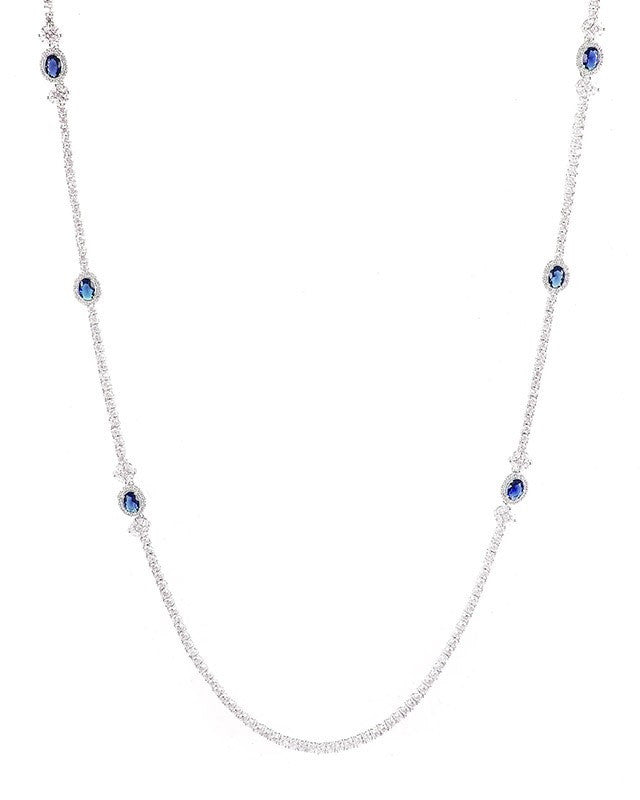 Blue Sapphire Station Necklace