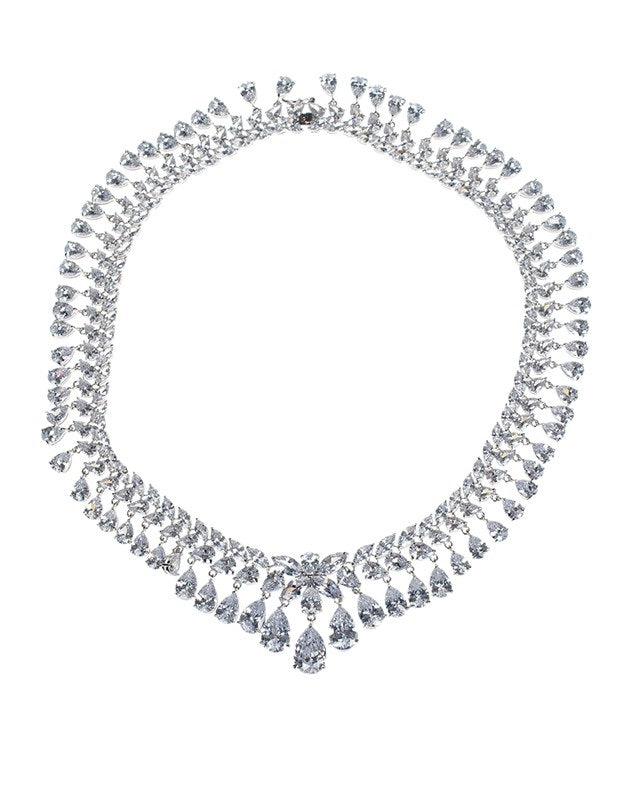 Marquise Cluster and Pear Drop Necklace