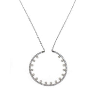 CZ and Pearl Open Circle Necklace