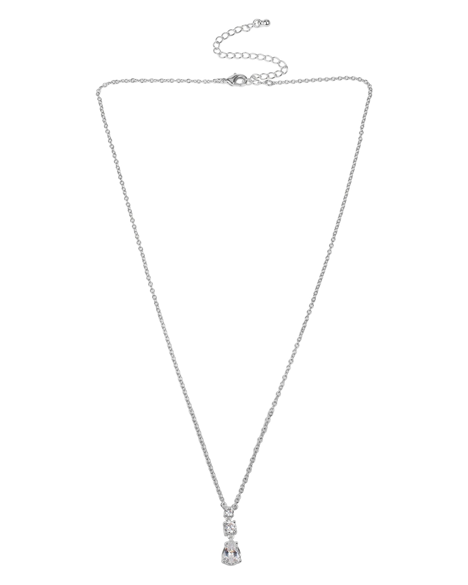 Triple CZ Drop Pendant Necklace