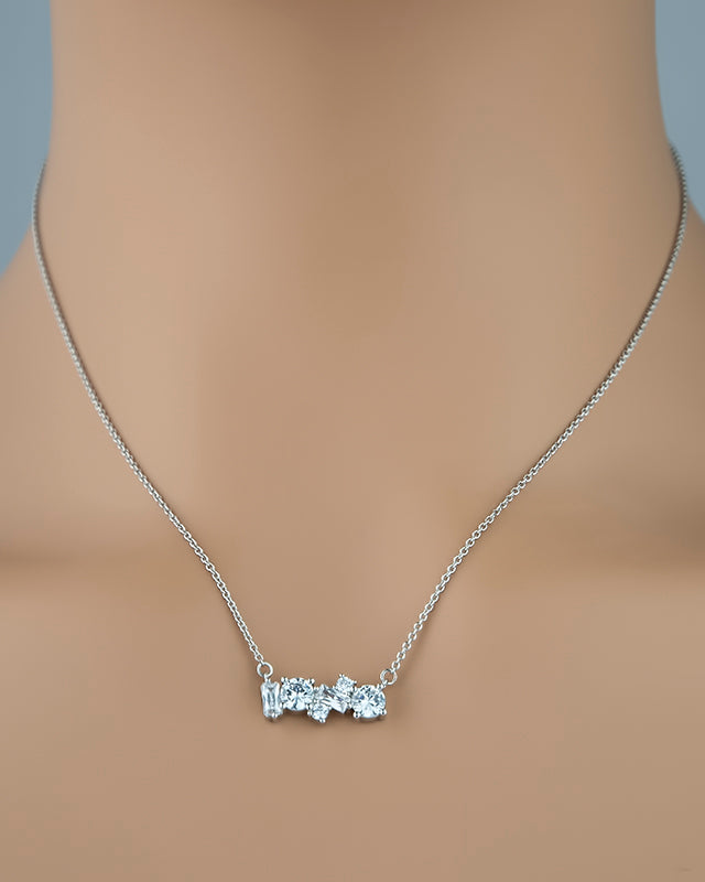 Mixed CZ Bar Necklace