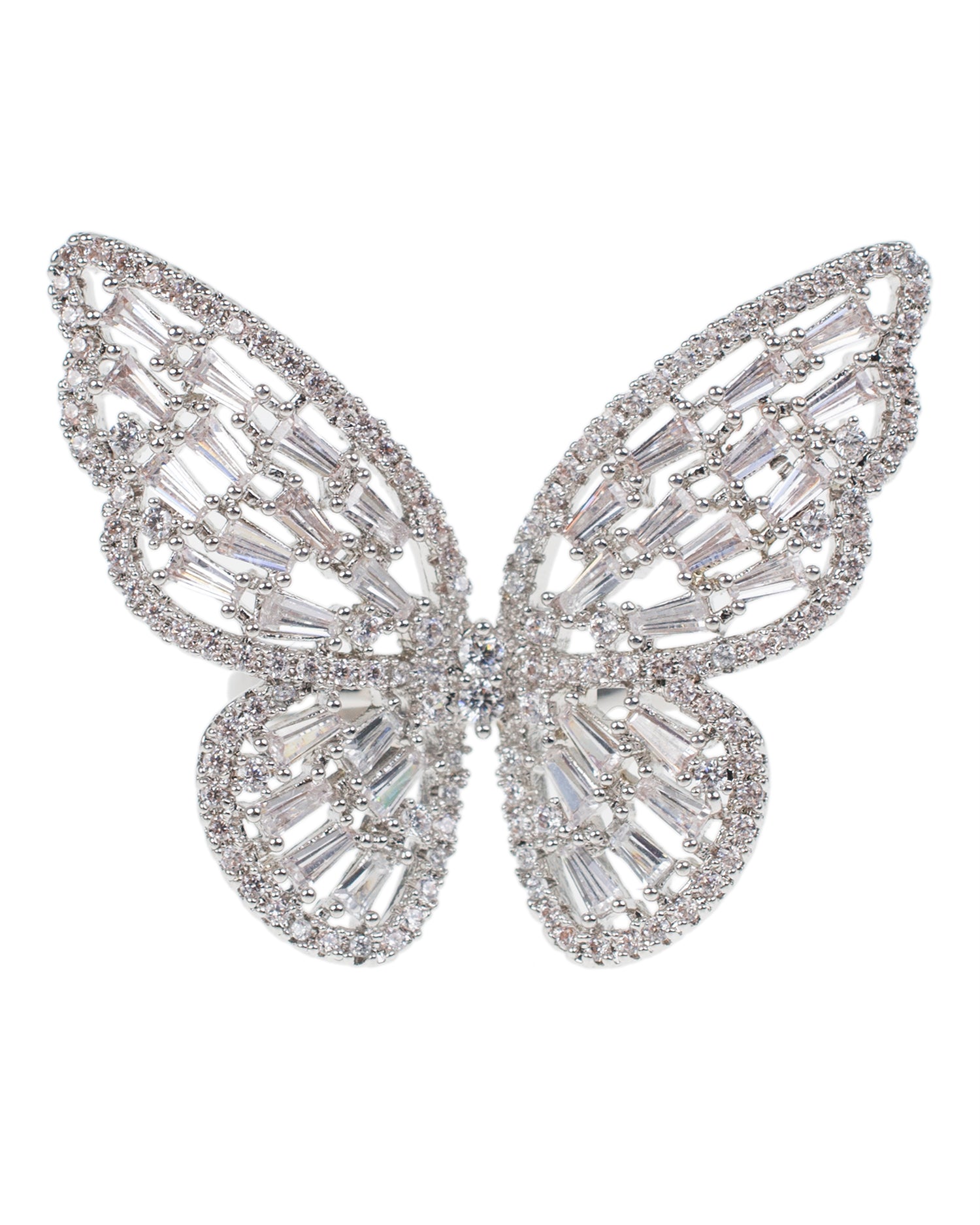 Pavé & Baguette CZ Butterfly Ring