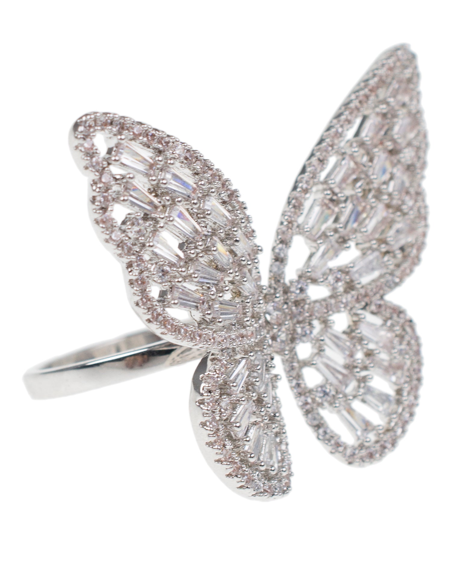 Pavé & Baguette CZ Butterfly Ring