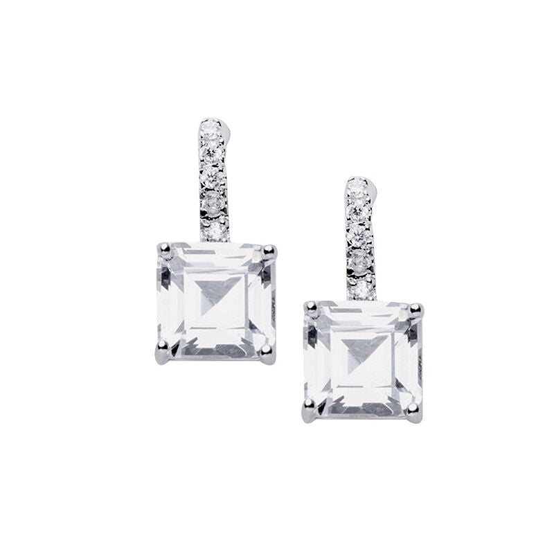 Princess Cut Drop Pierced Earrings