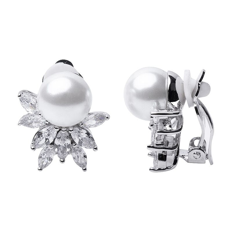 CZ Cluster and Pearl Clip Earrings – CZ by Kenneth Jay Lane
