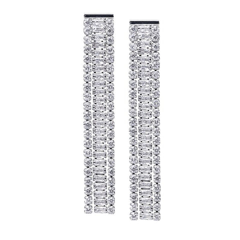 Pave Rectangle Drop Earrings