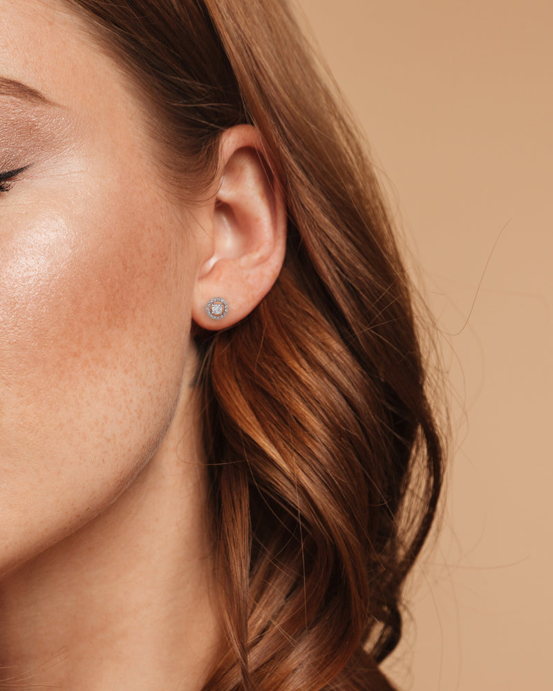 Round CZ Halo Studs