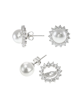 Pearl and CZ Earrings
