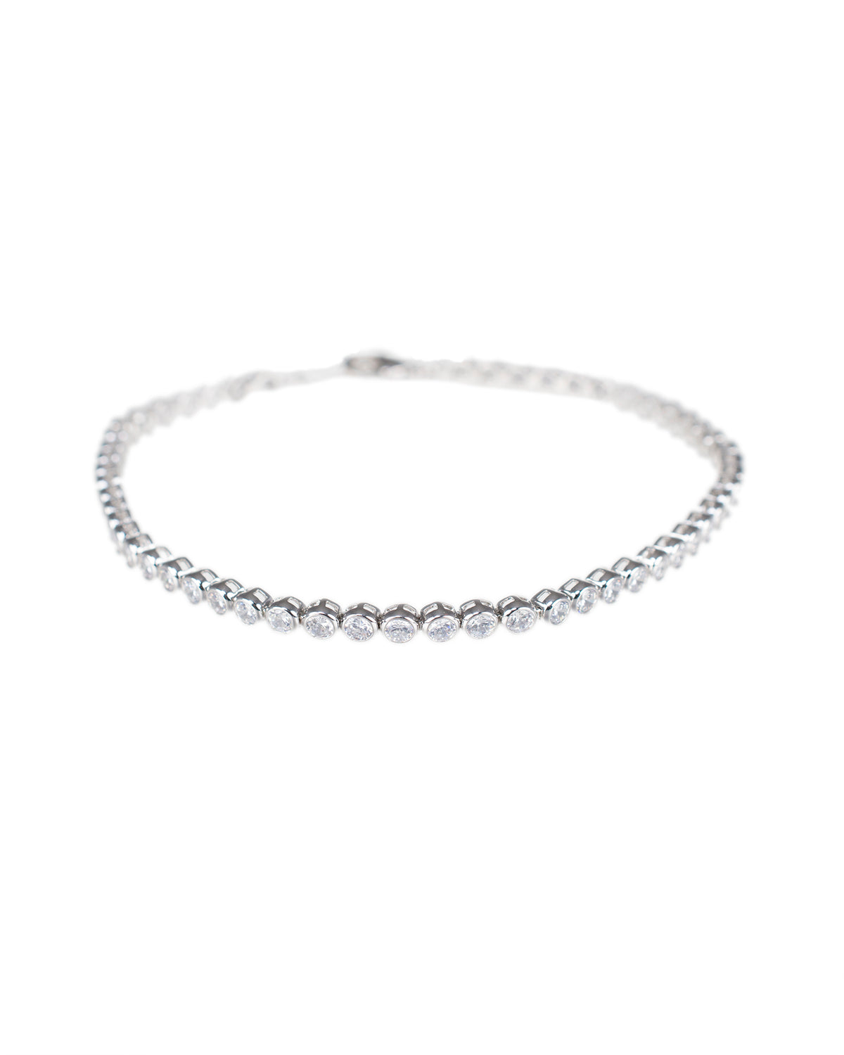 Round CZ Bezel Set Anklet
