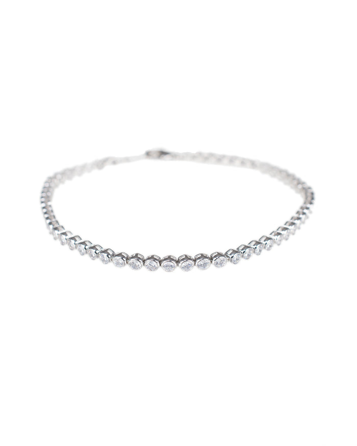 Round CZ Bezel Set Anklet
