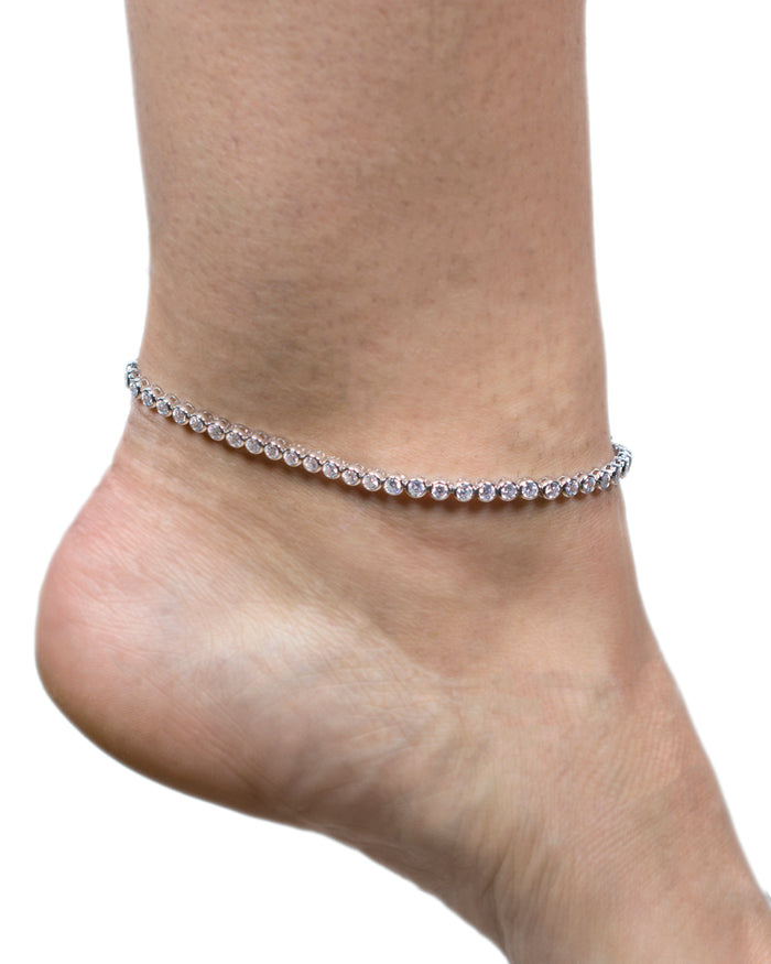 Round CZ Bezel Set Anklet