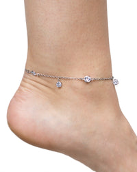 Round Bezel Set Dangle Anklet