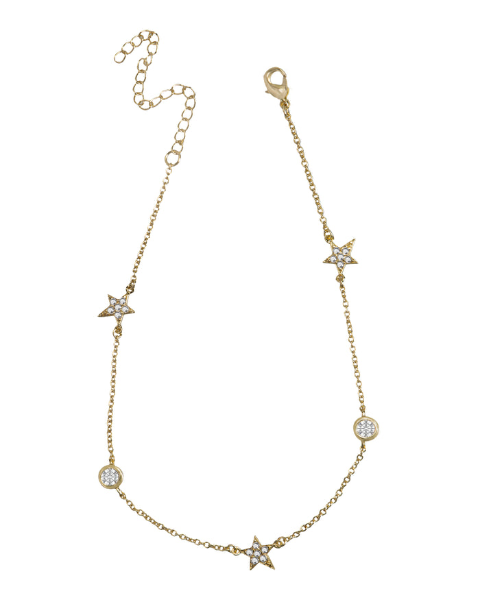 Pave CZ Star Anklet