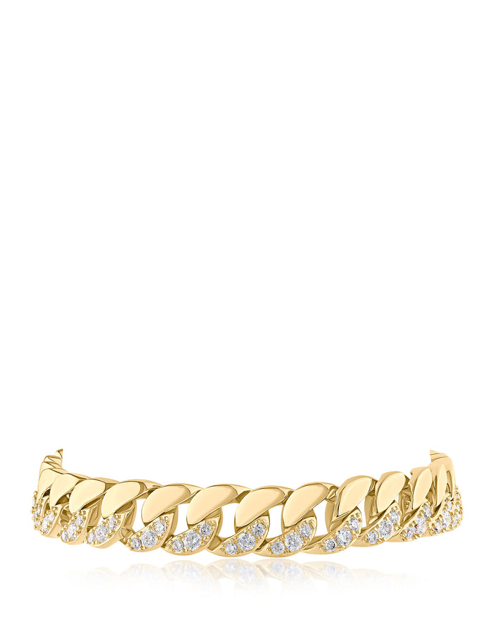Half Pave Half Metal Bracelet