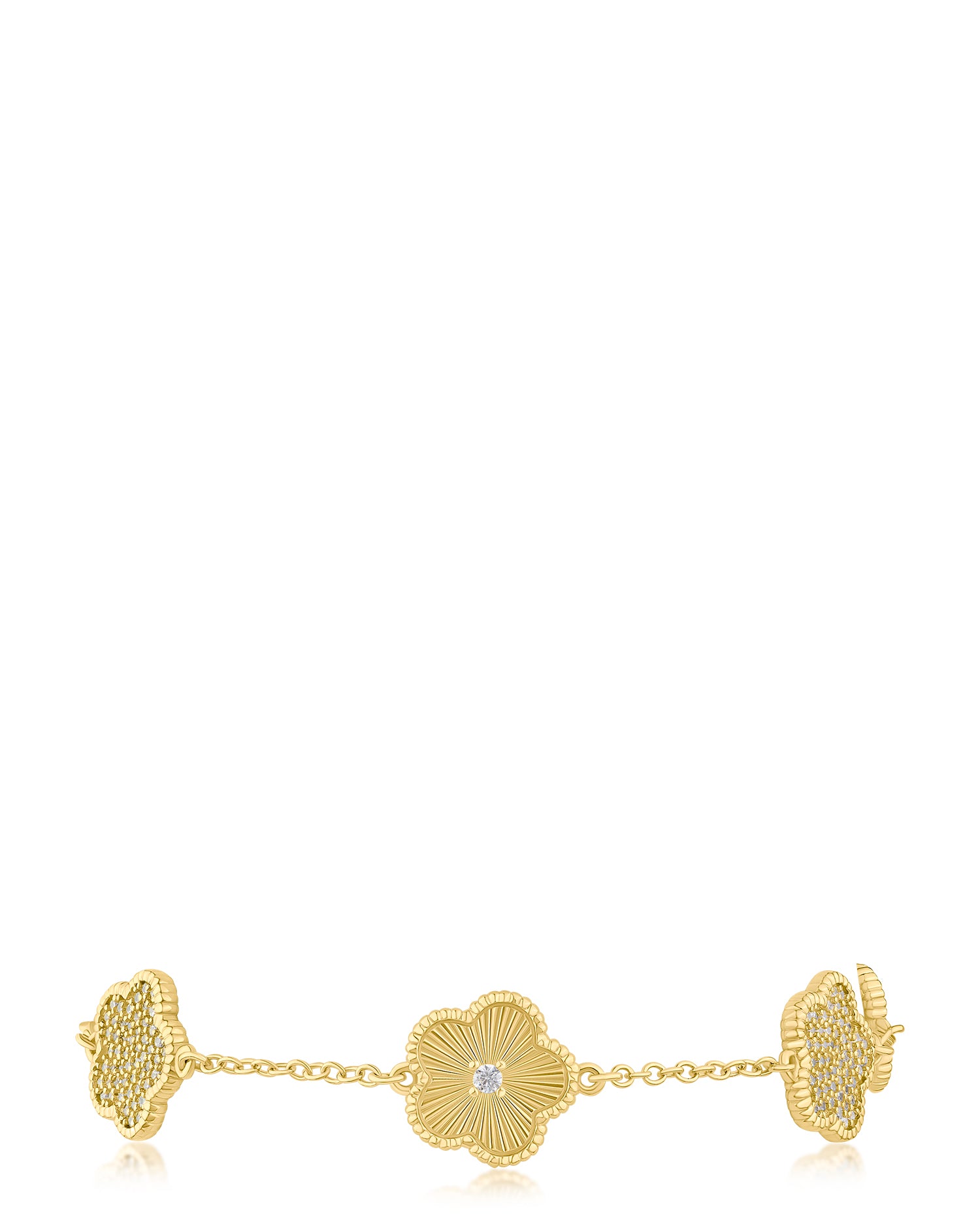Alternating Pave Clover Bracelet – CZ by Kenneth Jay Lane