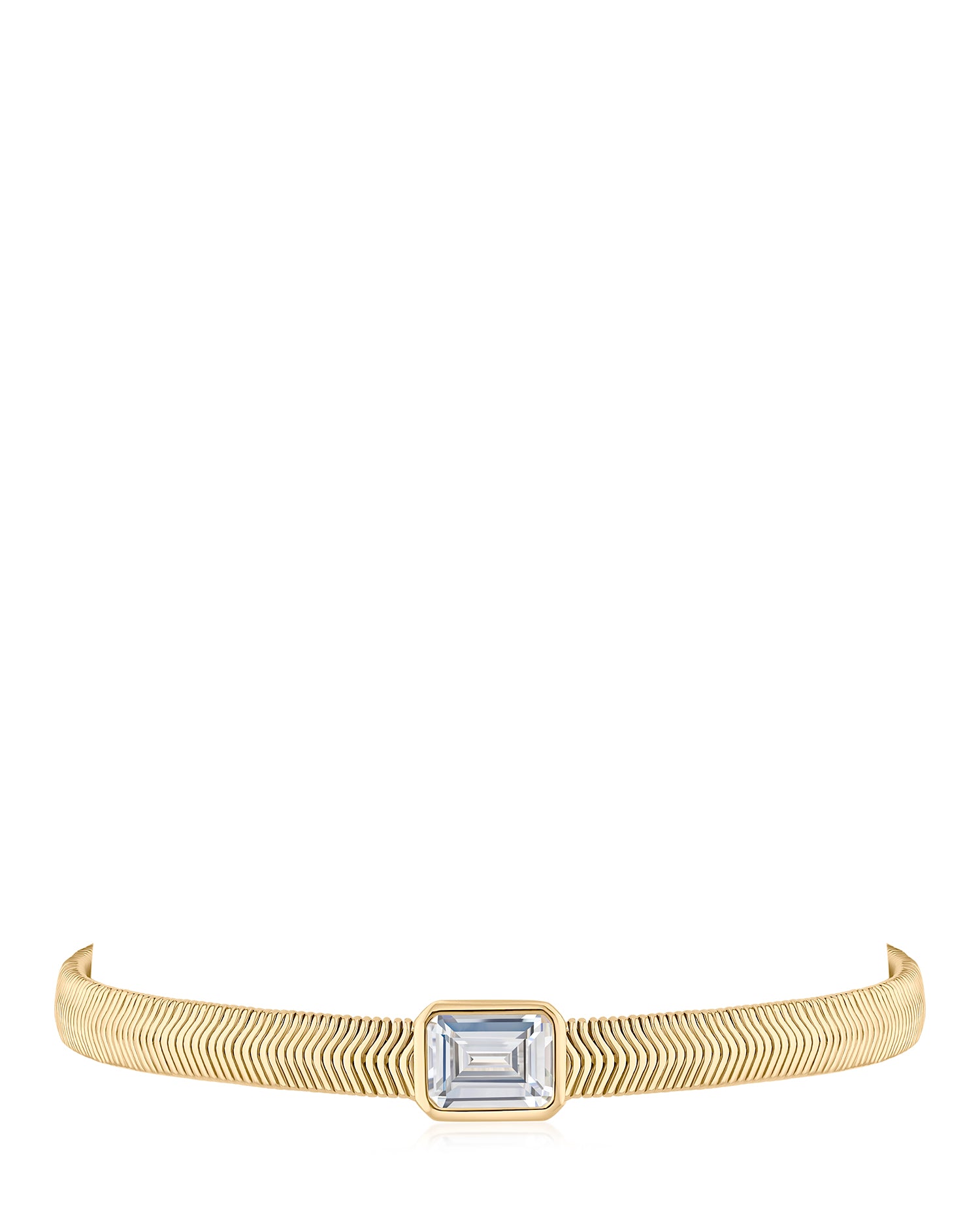 Emerald CZ and Herringbone Chain Bracelet
