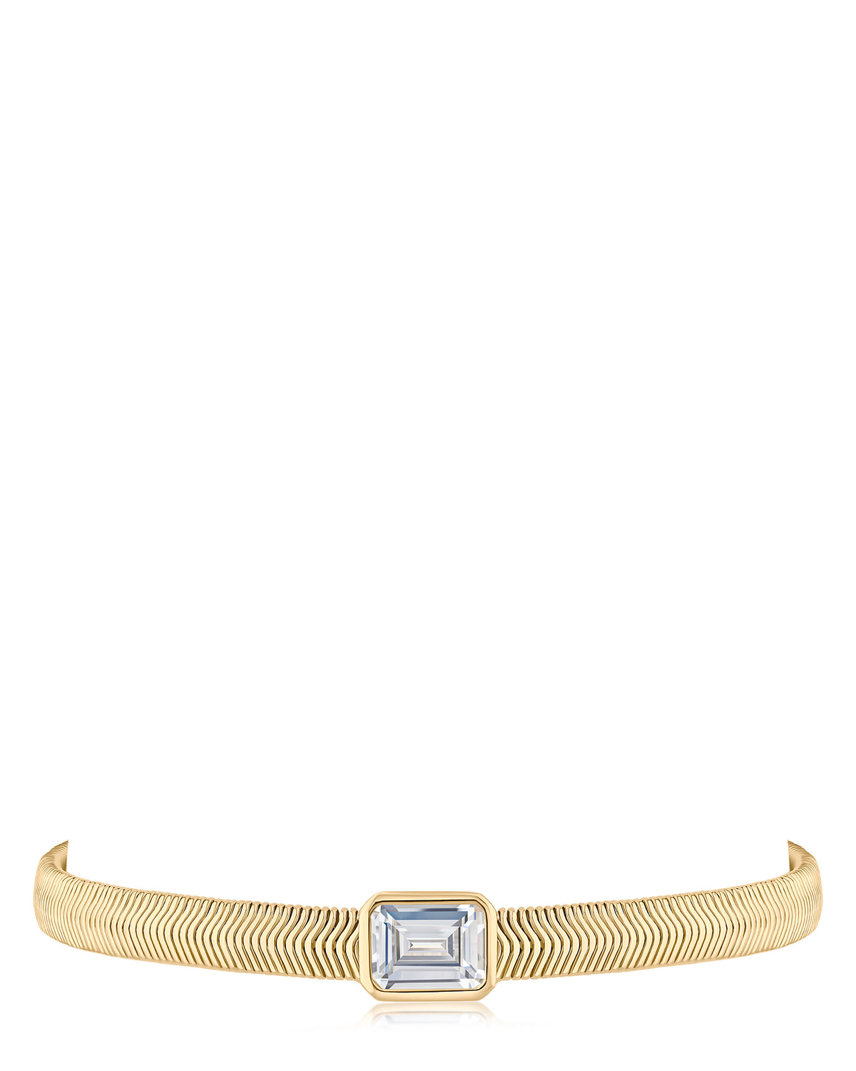 Emerald CZ and Herringbone Chain Bracelet