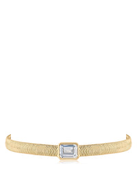 Emerald CZ and Herringbone Chain Bracelet