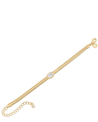 Emerald CZ and Herringbone Chain Bracelet