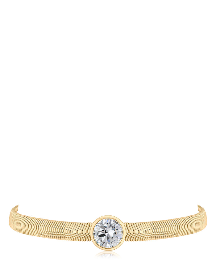 Round CZ Herringbone Chain Bracelet