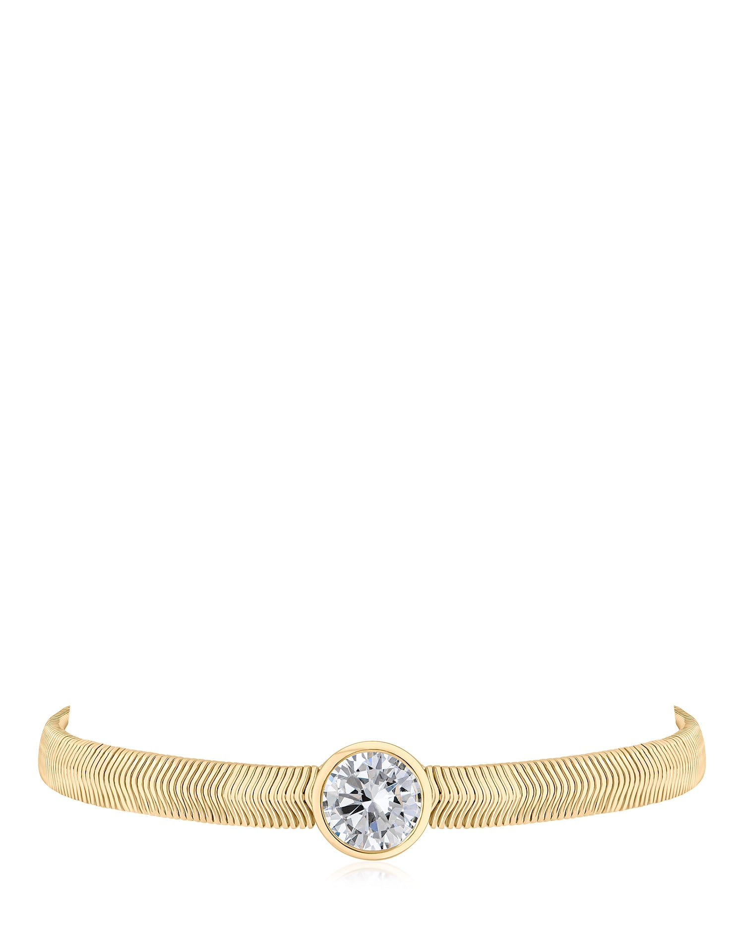 Round CZ Herringbone Chain Bracelet