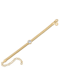 Round CZ Herringbone Chain Bracelet