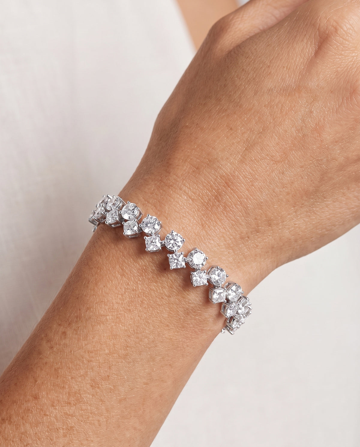 Round & Cushion CZ Tennis Bracelet