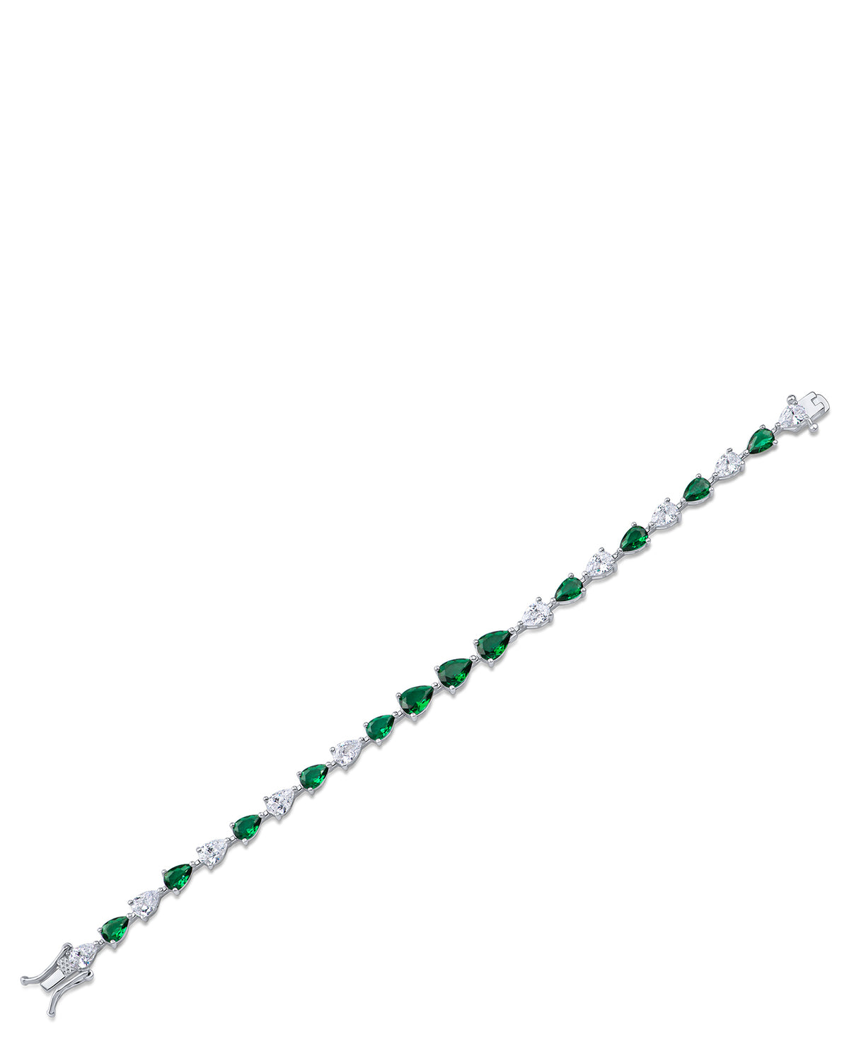 Emerald Green Pear CZ Tennis Bracelet