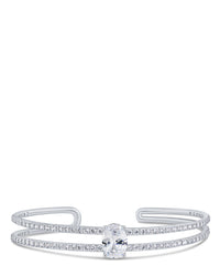 Double Row CZ Open Cuff Bracelet