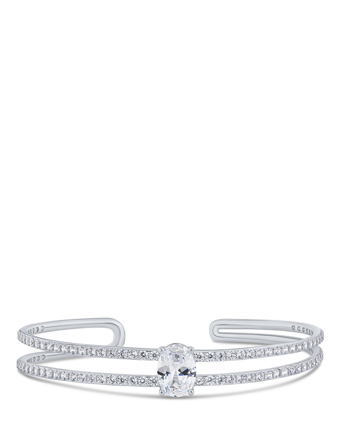 Double Row CZ Open Cuff Bracelet