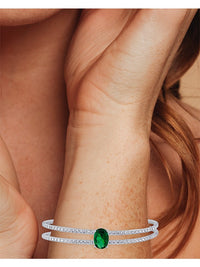 Double Row CZ Open Cuff Bracelet