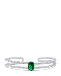 Double Row CZ Open Cuff Bracelet