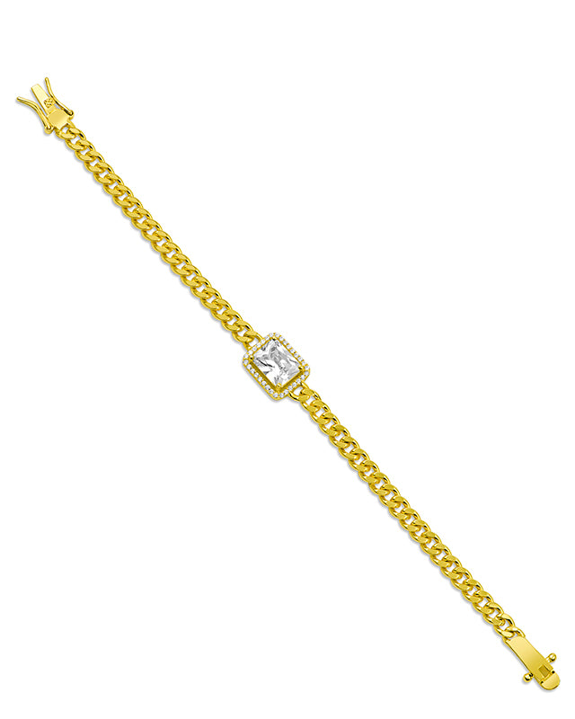 Emerald CZ and Chain Bracelet