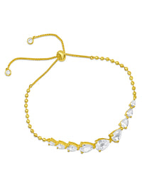 Graduated Pear CZ Bolo Bracelet