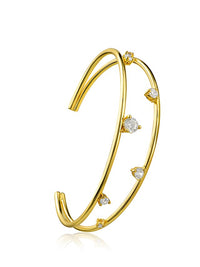 Floating CZ Open Cuff Bracelet