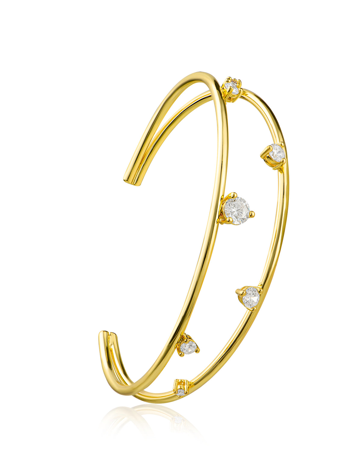Floating CZ Open Cuff Bracelet