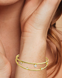 Floating CZ Open Cuff Bracelet