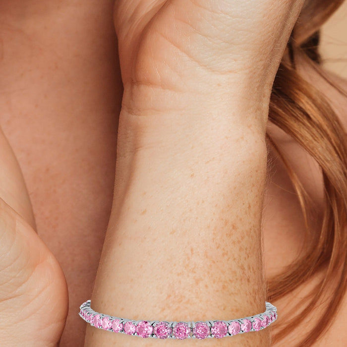 Pink CZ Graduated Tennis Bracelet